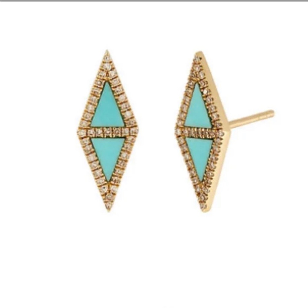 14K gold turquoise and diamond earrings